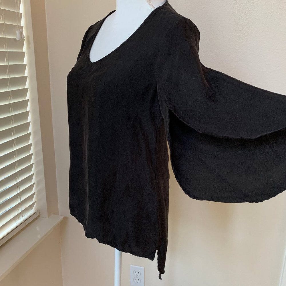 Ethereal Split Sleeve Black Hi Low Blouse Sz M